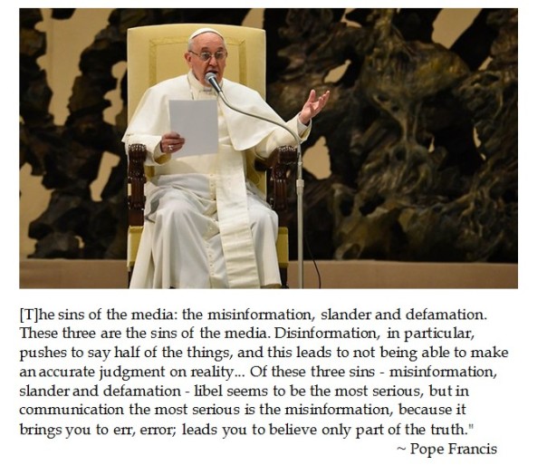 Pope Francis on Sins of the Media