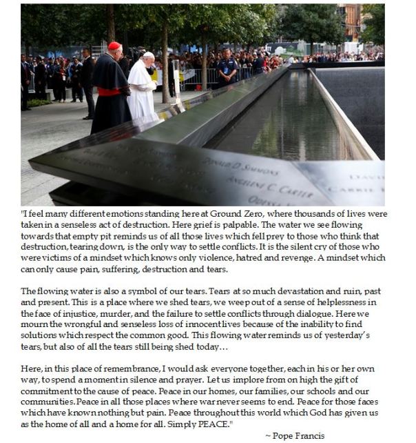 Pope Francis on Peace at Ground Zero