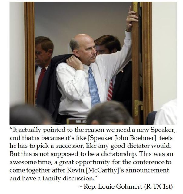 Rep. Louie Gohmert on Speaker Boehner Actions after Kevin McCarthy dropping out of Speaker's Race
