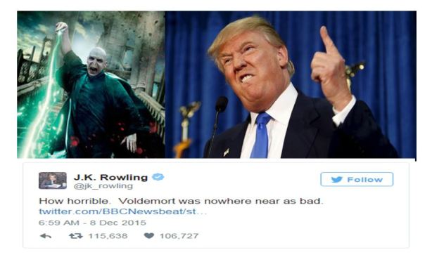 J.K. Rowling Thinks Trump is Worse than Voldemort