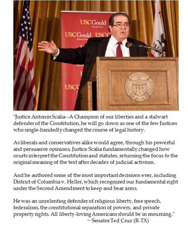 Ted Cruz on SCOTUS Assoc. Justice Antonin Scalia