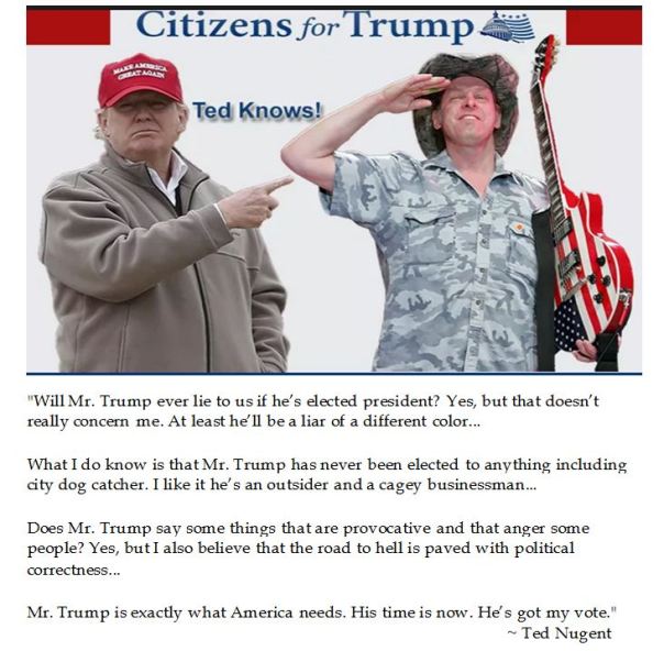 Ted Nugent endorses Donald Trump for President 