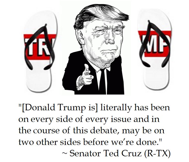 Image result for trump flip flop cartoon