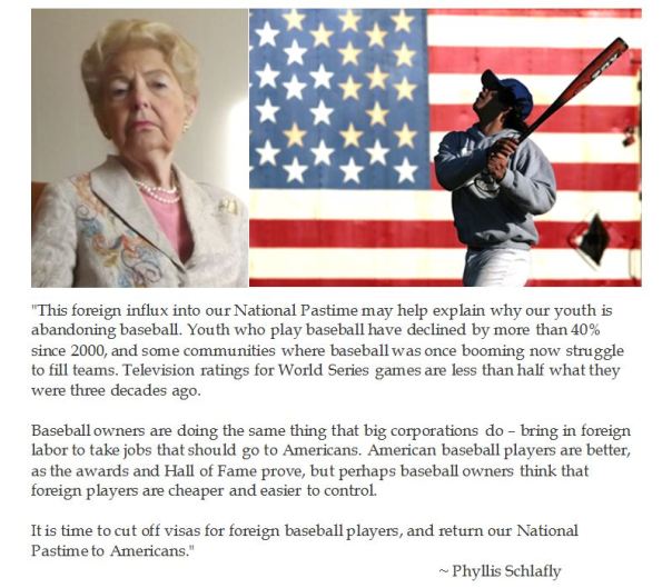 Phyllis Schlafly on Baseball