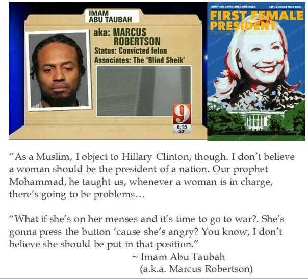 Imam Abu Tauban Objects to Hillary Clinton and Female Presidents 