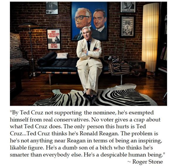 Roger Stone villifies Ted Cruz for not endorsing Donald Trump at GOP Convention