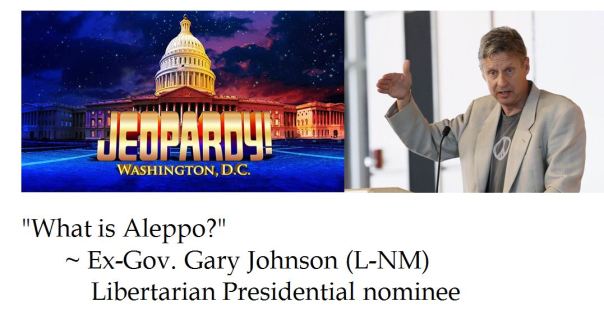 Gary Johnson's Final Jeopardy on Aleppo