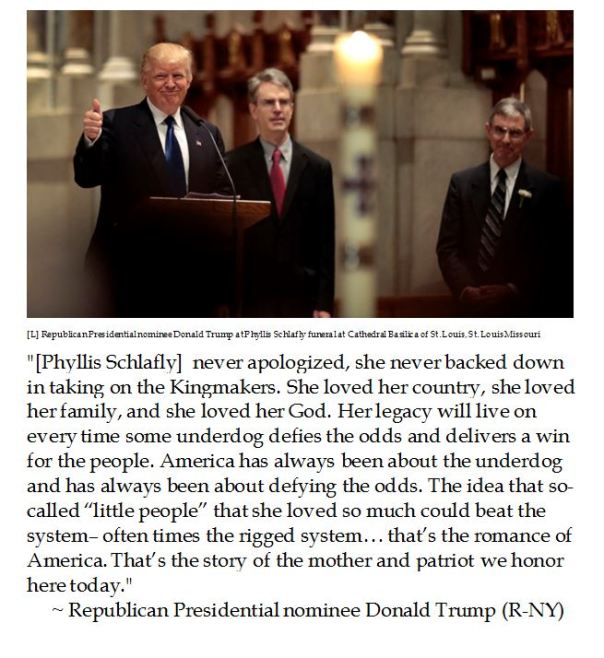 Donald Trump eulogizes Phyllis Schlafly 