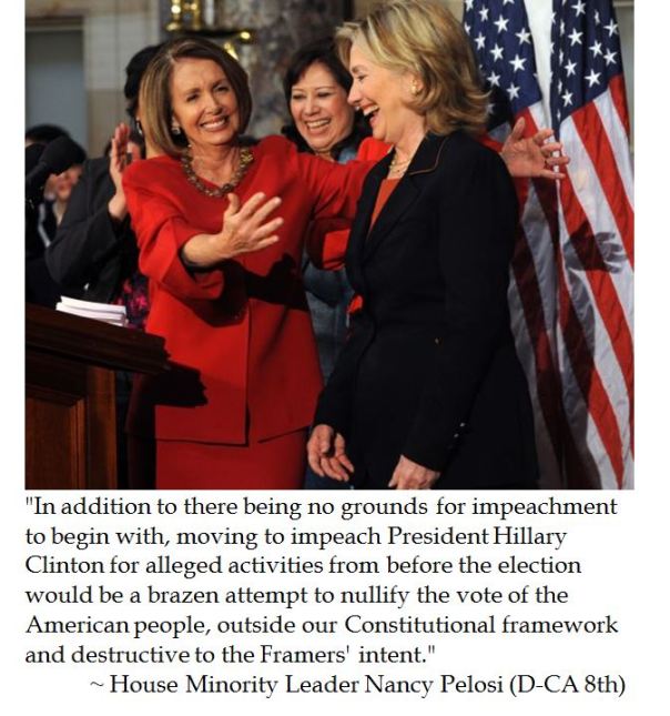 House Democrat Minority Leader Nancy Pelosi on the prospect of impeaching President Hillary Clinton
