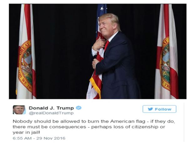 President Elect Donald Trump on Flag Burning 