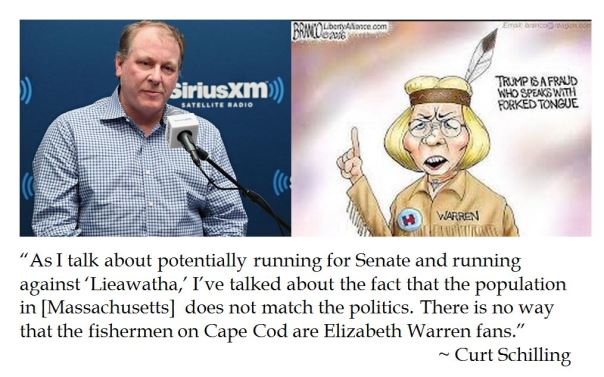 Former Red Sox Pitcher Curt Schilling contemplates a political race against Senator Elizabeth Warren