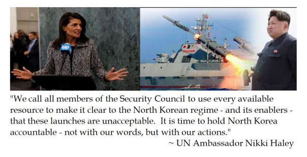 US Ambassador to the UN Nikki Haley urges accountability for North Korean provocations 