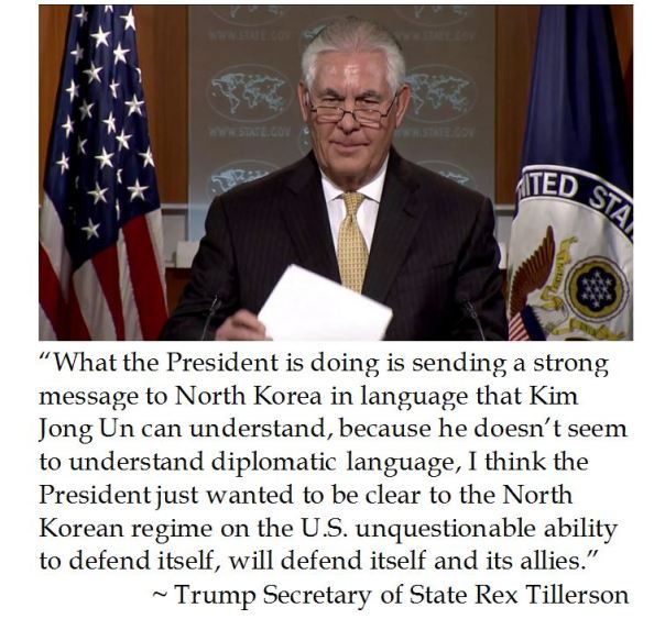Trump Secretary of State Rex Tillerson on Strong Rhetoric towards North Korea 