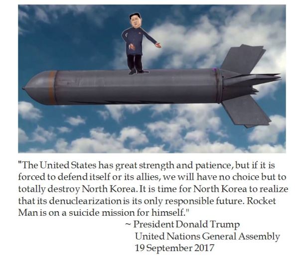 During his United Nations General Assembly speech, President Trump refers to North Korean dictator Kim Jong Un as "Rocket Man" 