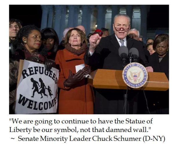 Democrat Senate Minority Leader Chuck Schumer on American Symbol's and the border wall