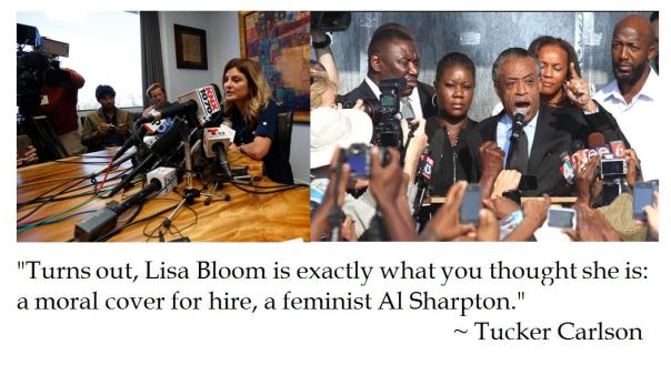 Tucker Carlson Dubs Lisa Bloom as a Moral Cover for Hire like Al Sharpton