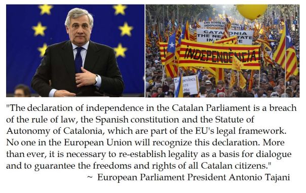 European Parliament President Antonio Tajani on the Catalan Declaration of Independence 