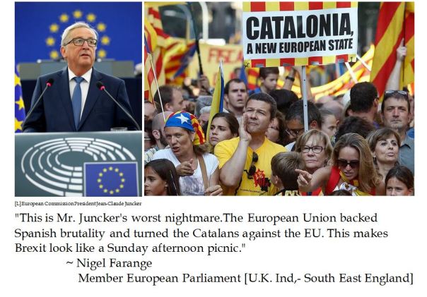 Brexit Euroskeptic Nigel Farage on the European Union's reaction to Catalan independence 