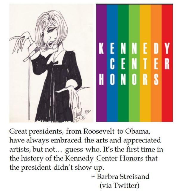 Barbra Streisand criticizes President Trump for not attending the Kennedy Center Honors