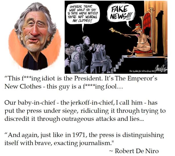 Robert DeNiro condemns President Donald Trump as the Emperor with no clothes