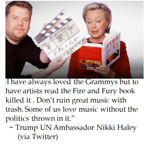 Trump UN Ambassor Nikki Haley on the Grammys 