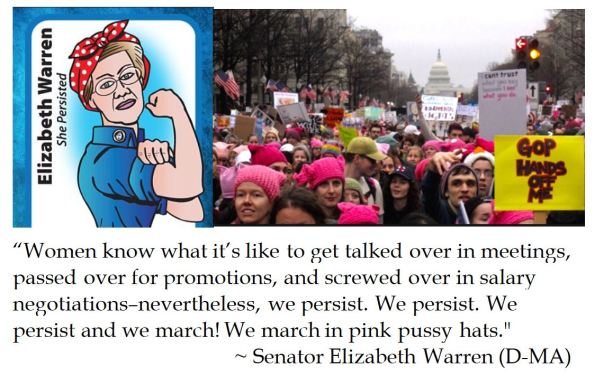 Senator Elizabeth Warren on persisting in pink pussy hats 