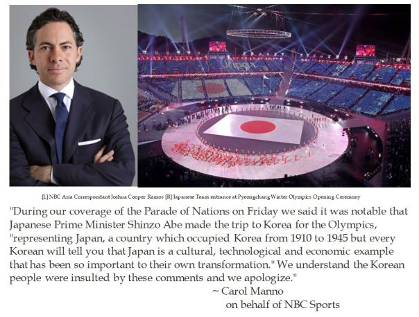 NBC offeres shame faced apology for Winter Olympics Opening Ceremony insulting commentary