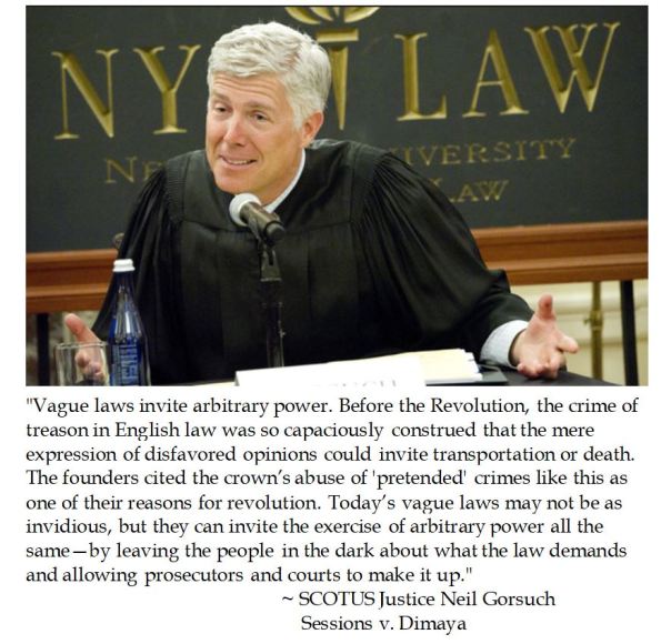 Supreme Court Justice Neil Gorsuch on Vague Law 