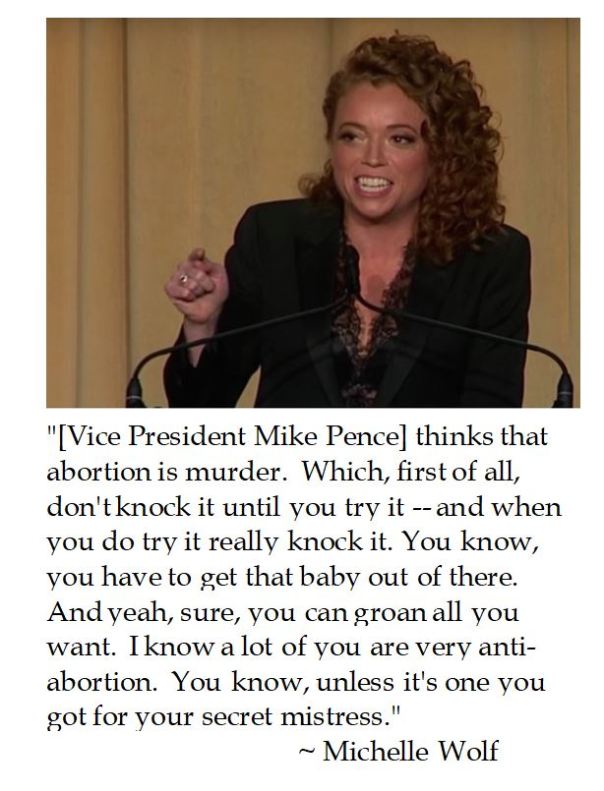 Michelle Wolf jokes about Vice President Mike Pence and Abortion at 2018 White House Correspondents' Dinner