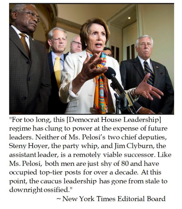 Excerpt of New York Times editorial criticizing ossified House Democrat leadership