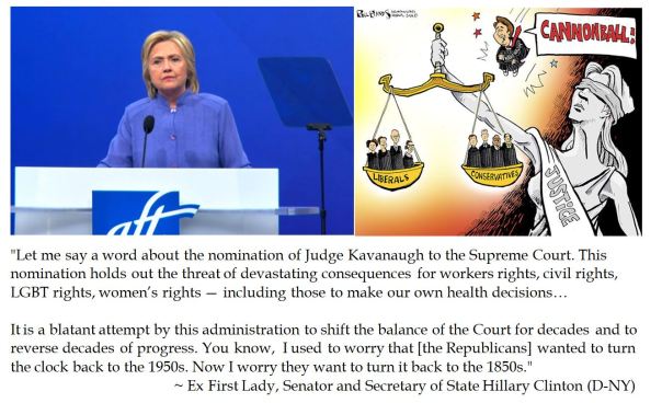 Hillary Clinton Uses Kavanaugh Supreme Court Nomination to inimate that GOP wants to bring back slavery